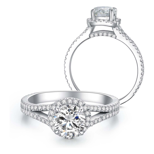 Sterling zilveren Marquise Moissanite verlovingsring voor dames