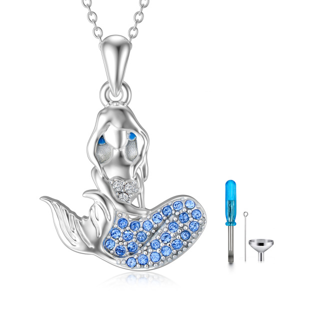 Collana per urna a coda di sirena in argento sterling a forma di cerchio per le ceneri-1