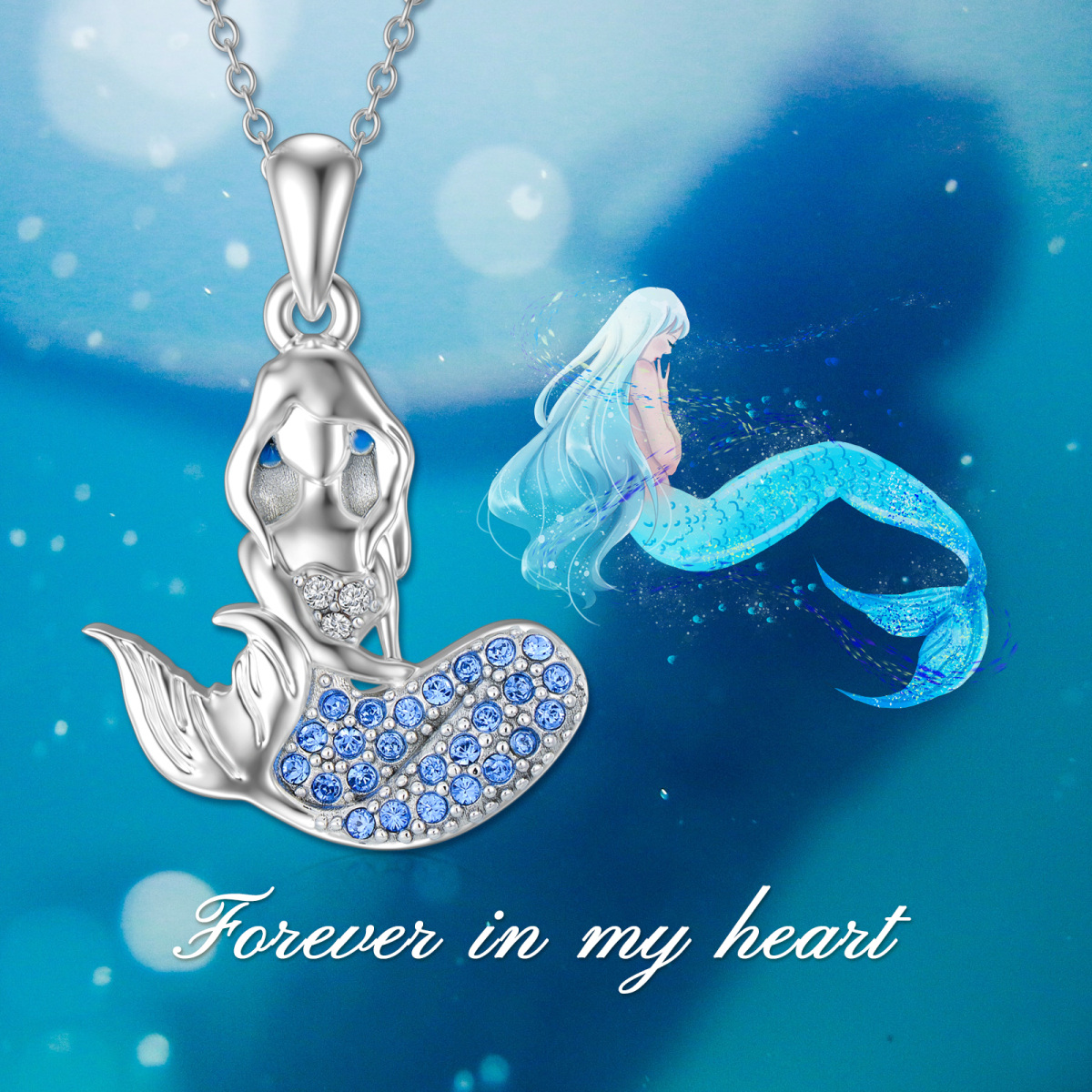 Sterling Silver Circular Shaped Mermaid Tail Urn Necklace for Ashes-6