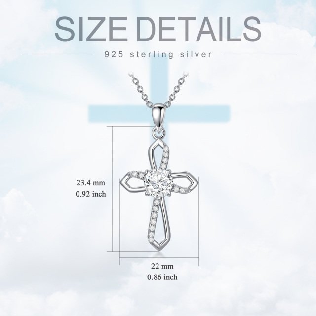 Sterling Silber kreisförmige Moissanit Ankh Kreuz Anhänger Halskette-5