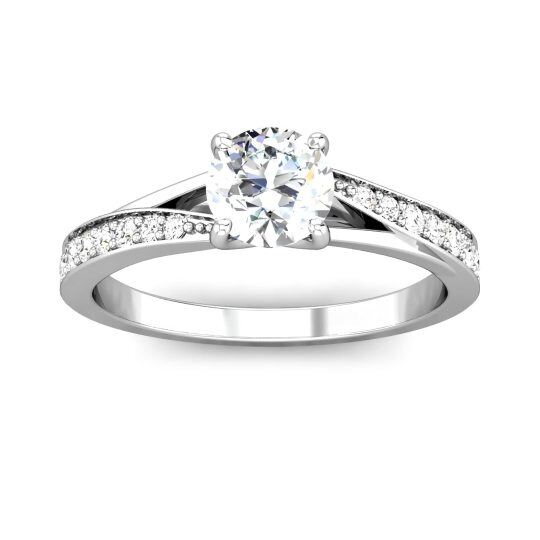 Bague de fiançailles couple moissanite de forme circulaire en argent sterling