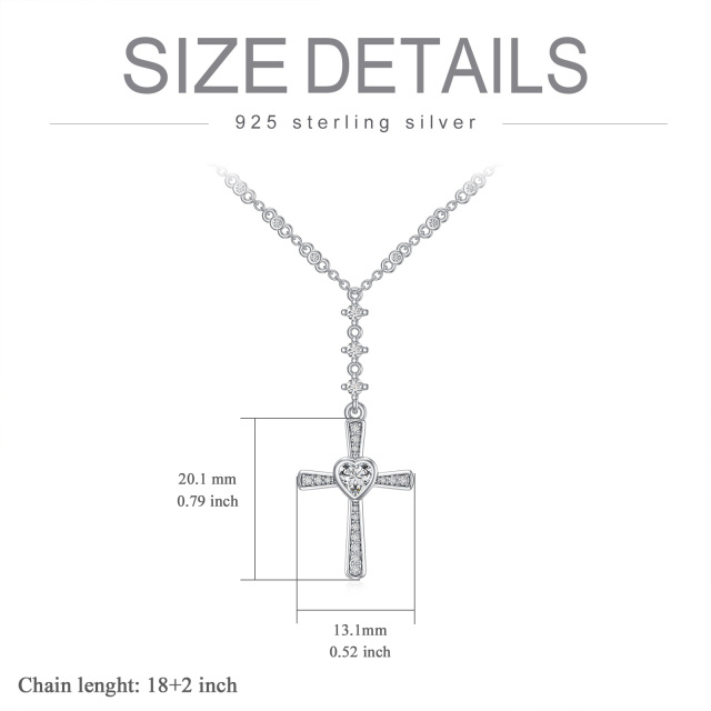 Sterling zilveren cirkelvormige Moissanite kruis hanger ketting-5