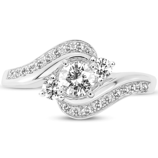 Bague de fiançailles en argent sterling avec moissanite de forme circulaire