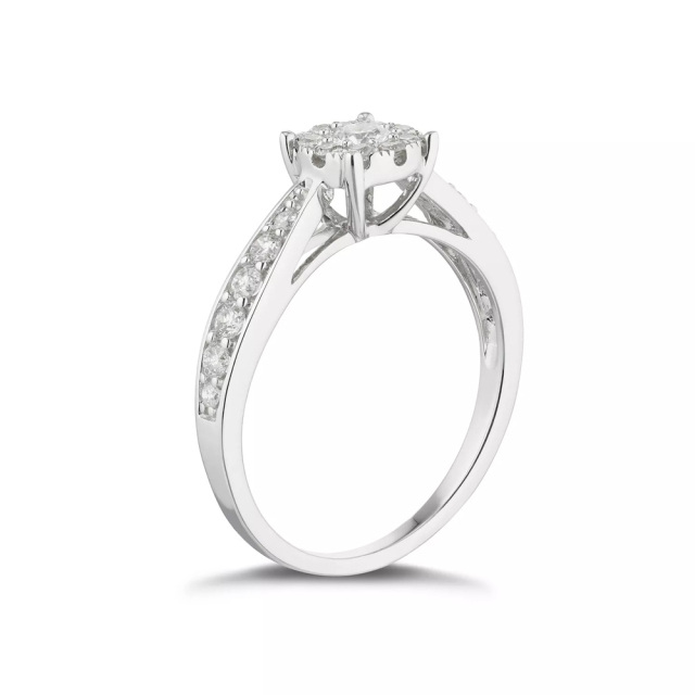 Sterling zilveren cirkelvormige Moissanite verlovingsring-4