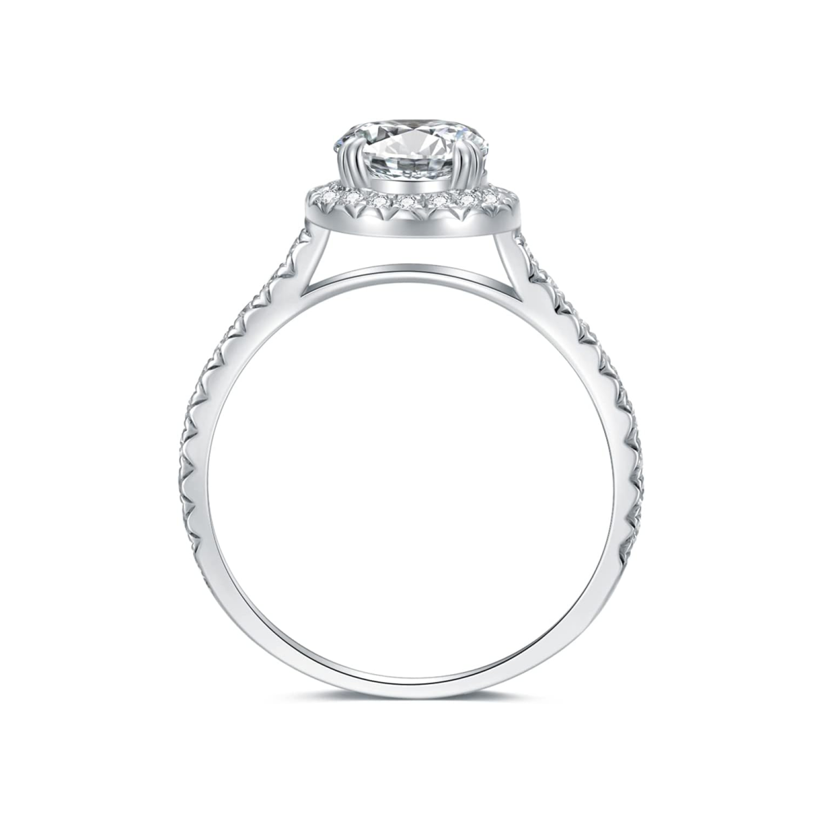 Bague de fiançailles moissanite de forme circulaire en argent sterling-4