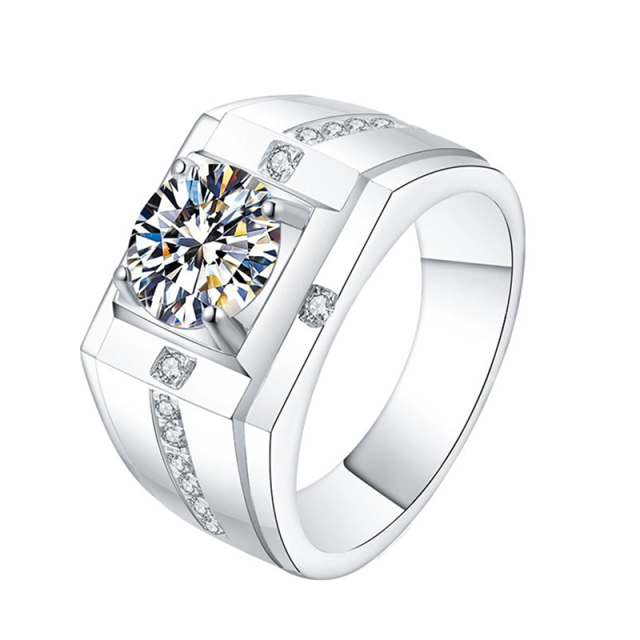 Bague de fiançailles moissanite de forme circulaire en argent sterling-1