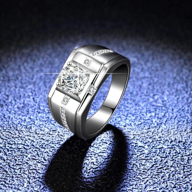 Bague de fiançailles moissanite de forme circulaire en argent sterling-2