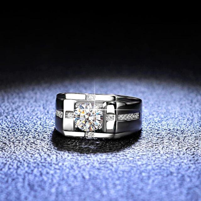 Anello di fidanzamento in moissanite a forma circolare in argento sterling-3