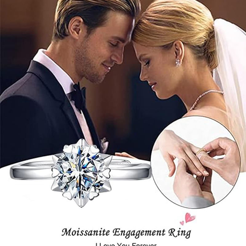 Sterling Silver Circular Shaped Moissanite Engagement Ring-3