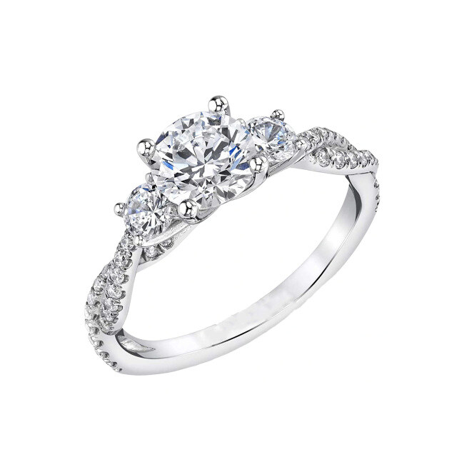 Bague de fiançailles moissanite de forme circulaire en argent sterling