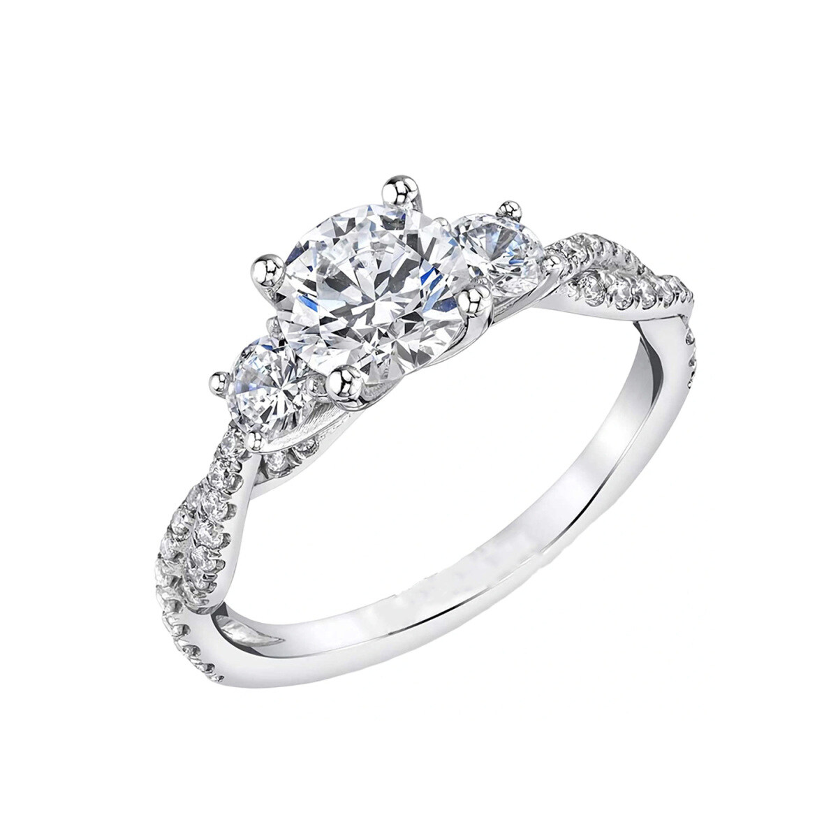 Sterling Silver Circular Shaped Moissanite Engagement Ring-2