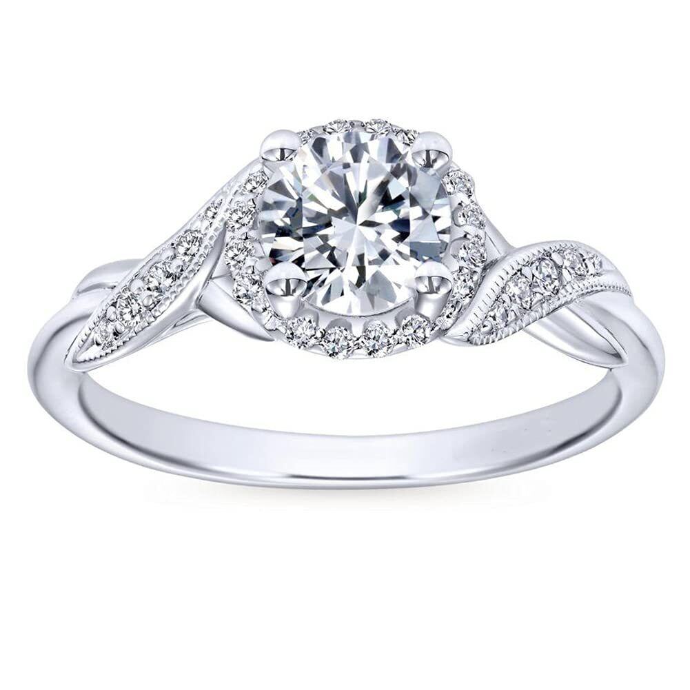 Sterling Silver Circular Shaped Moissanite Engagement Ring-1