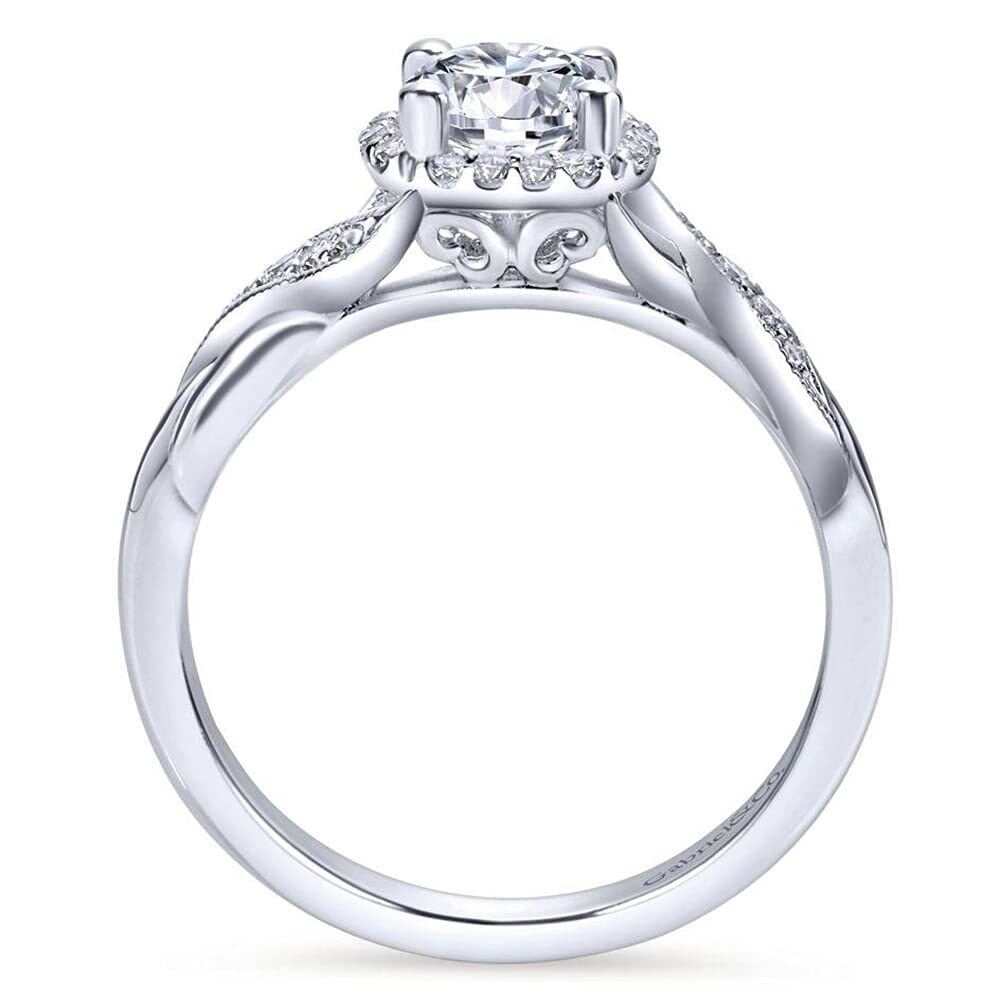 Sterling Silver Circular Shaped Moissanite Engagement Ring-3