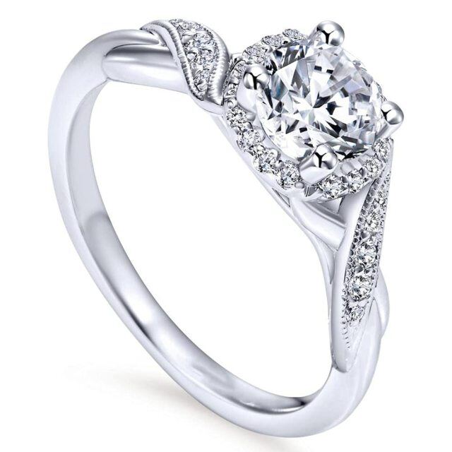 Sterling Silver Circular Shaped Moissanite Engagement Ring-4