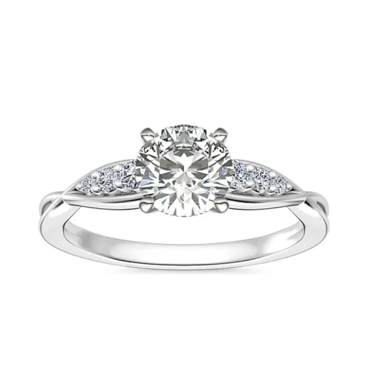 Sterling Silver Circular Shaped Moissanite Engagement Ring