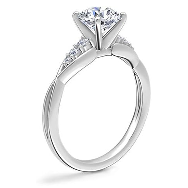 Bague de fiançailles moissanite de forme circulaire en argent sterling-4