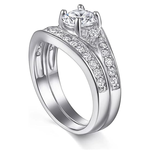 Bague de fiançailles moissanite de forme circulaire en argent sterling-3