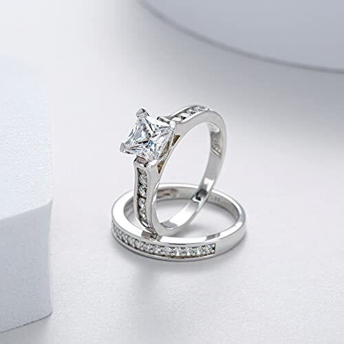 Bague de fiançailles moissanite de forme circulaire en argent sterling-5