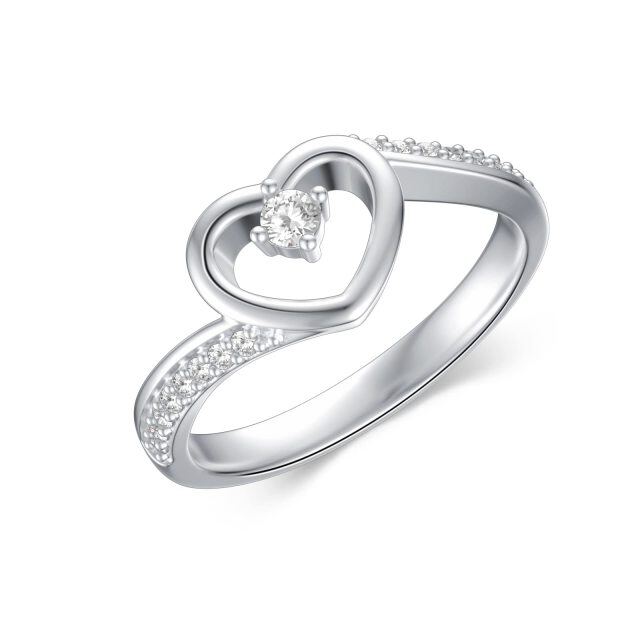 Anello di fidanzamento con cuore in moissanite a forma di cerchio in argento sterling-1