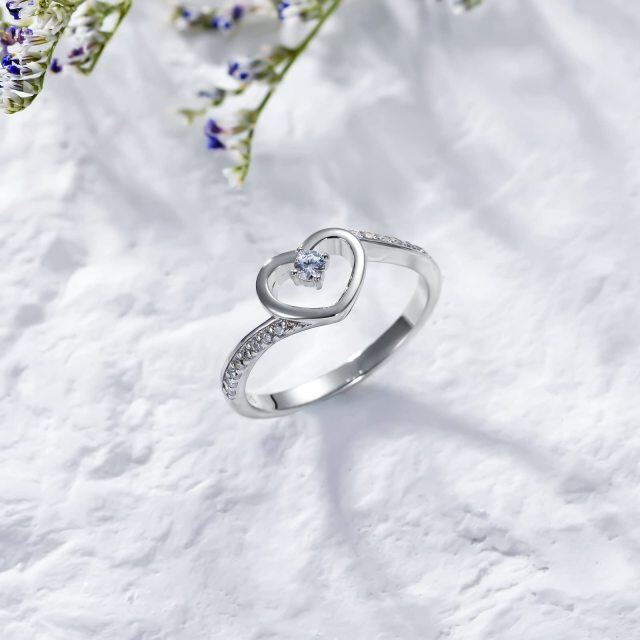 Bague de fiançailles en argent sterling en forme de coeur circulaire en Moissanite-4