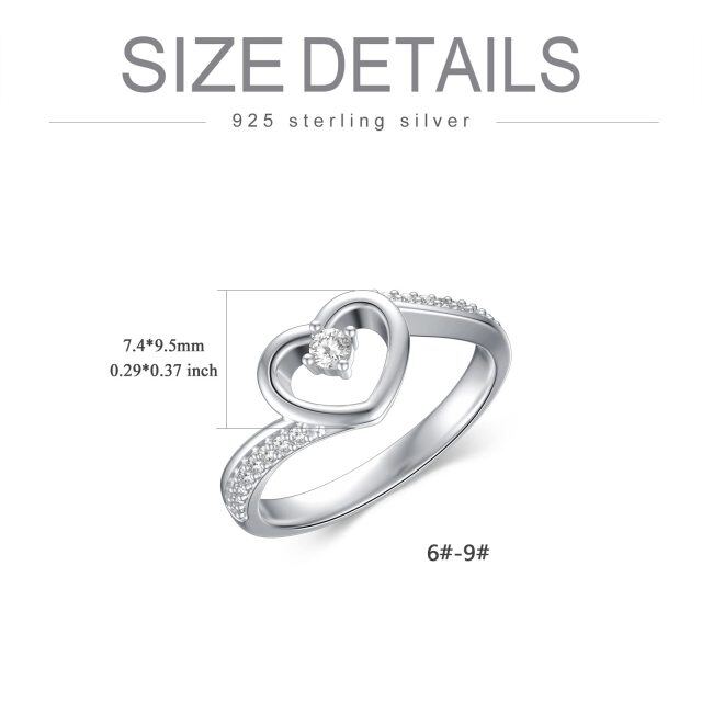 Bague de fiançailles en argent sterling en forme de coeur circulaire en Moissanite-5