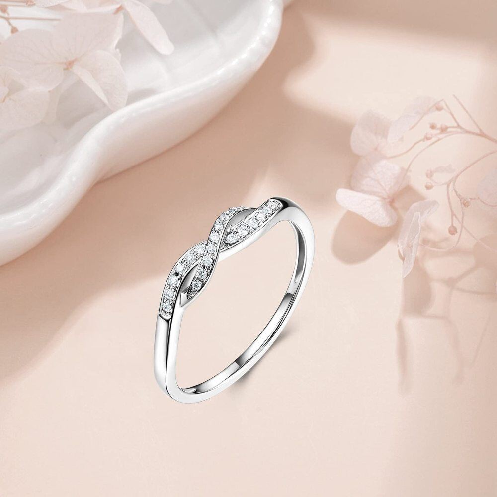 Sterling Silver Round Shaped Moissanite Infinity Symbol Wedding Ring-3