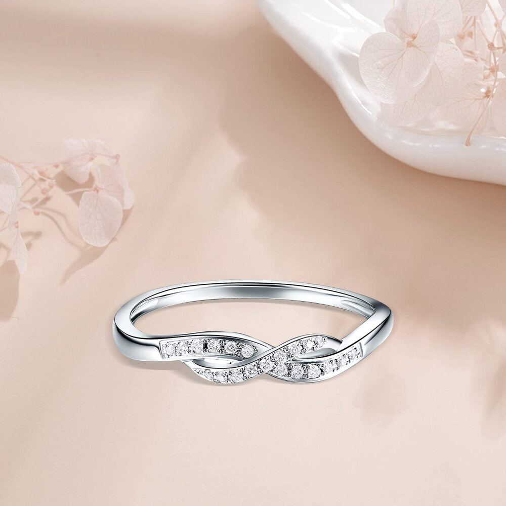 Sterling Silver Round Shaped Moissanite Infinity Symbol Wedding Ring-4