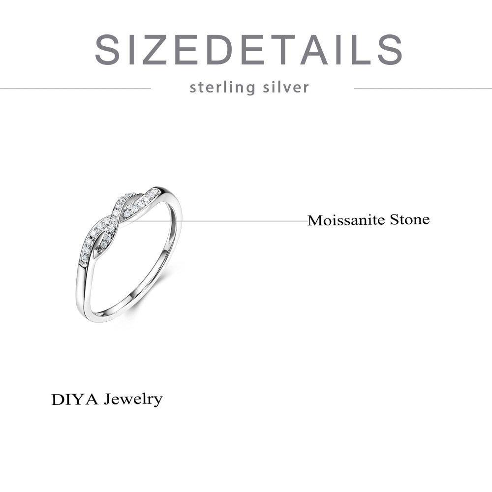 Sterling Silver Round Shaped Moissanite Infinity Symbol Wedding Ring-5