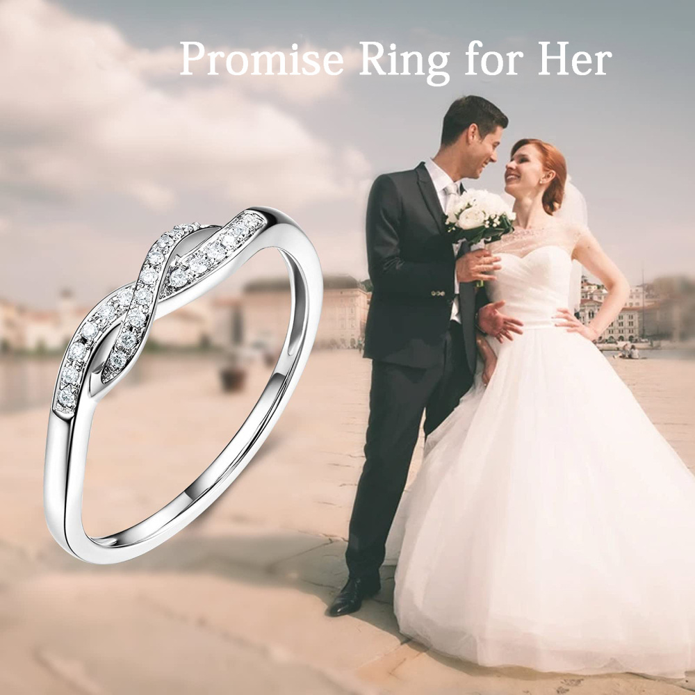 Sterling Silver Round Shaped Moissanite Infinity Symbol Wedding Ring-6