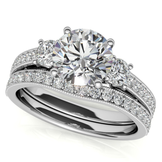 Sterling Silver Circular Shaped Moissanite Personalized Engraving & Couple Engagement Ring-53