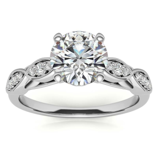 Sterling Silver Circular Shaped Moissanite Personalized Engraving Engagement Ring-48