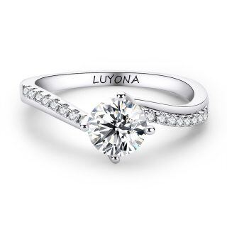 Sterling Silver Circular Shaped Moissanite Personalized Engraving Engagement Ring-48