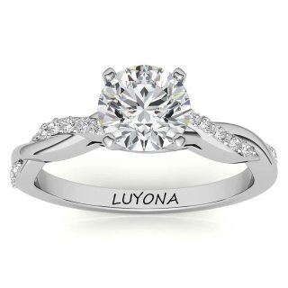 Sterling Silver Circular Shaped Moissanite Personalized Engraving Engagement Ring-36