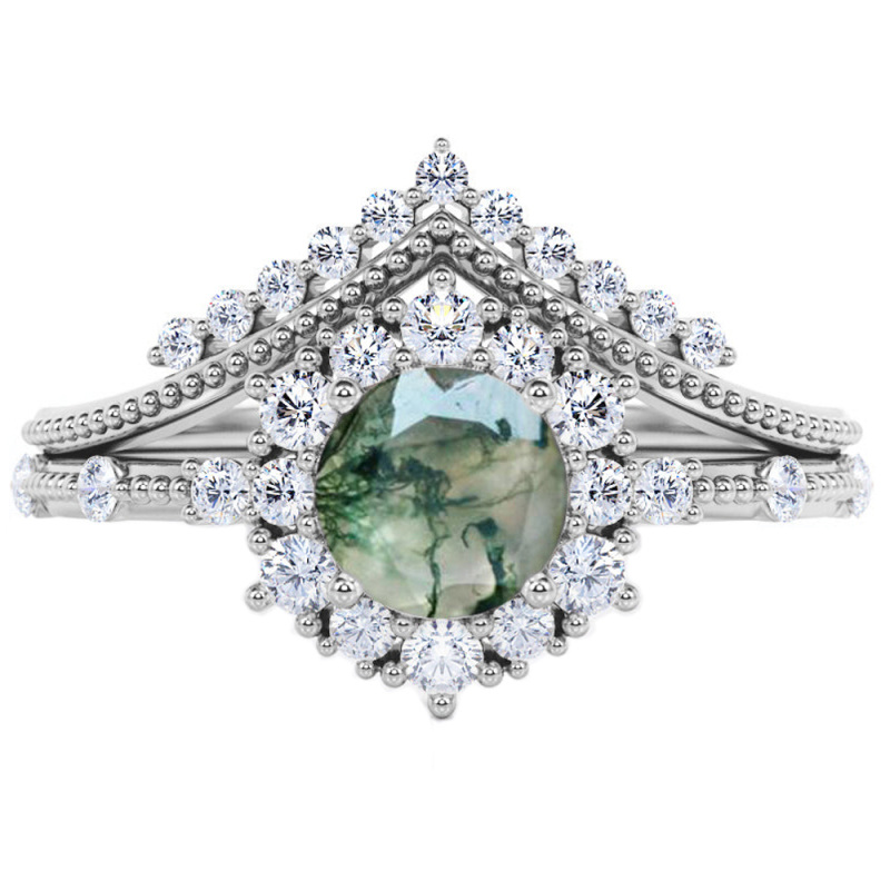 Sterling Silver Round Moissanite & Personalized Engraving Sunflower Couple Wedding Ring For Women-19