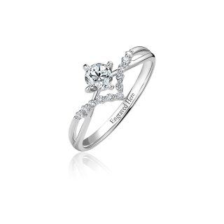 Sterling Silver Round Shaped Moissanite Personalized Engraving Wedding Ring-11