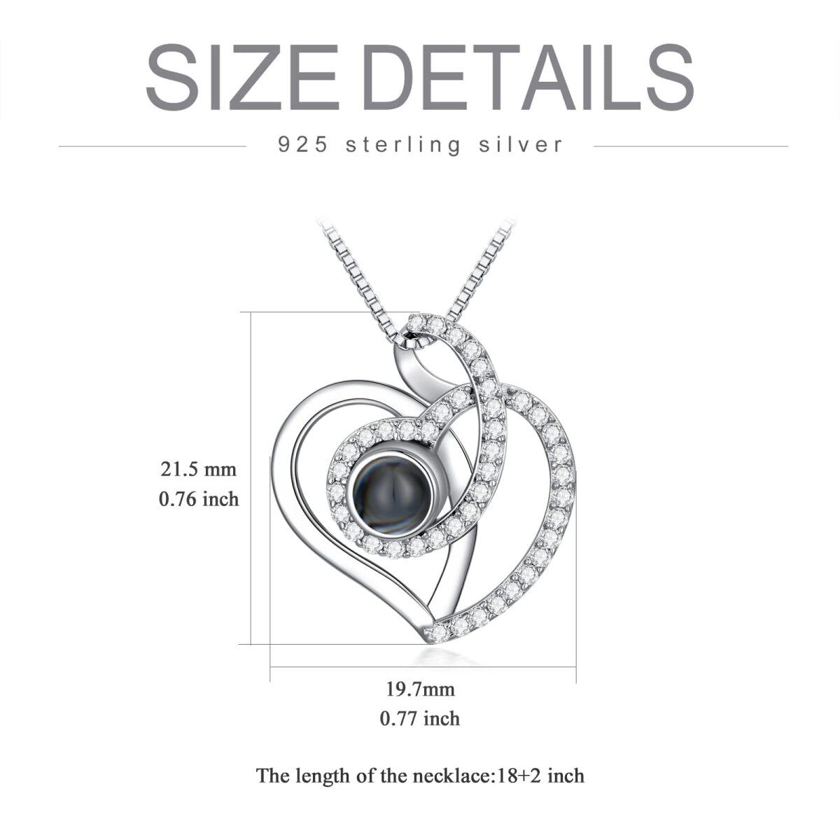 Sterling Silver Circular Shaped Moissanite Personalized Projection Pendant Necklace-5