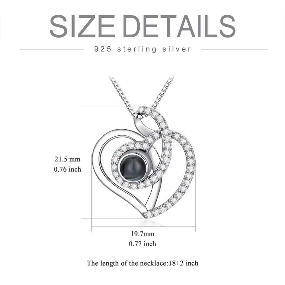 Sterling Silver Circular Shaped Moissanite Personalized Projection Pendant Necklace-3