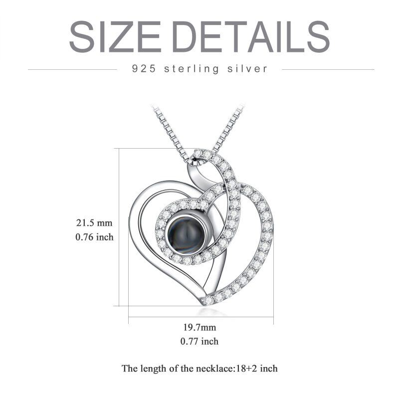 Sterling Silber kreisförmig geformt Moissanite personalisierte Projektion Anhänger Halsket-3