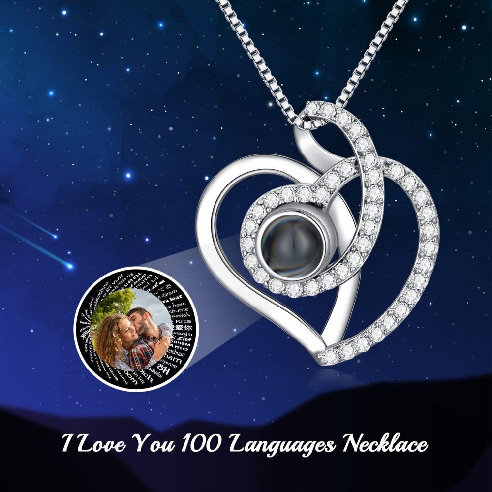 Sterling Silver Circular Shaped Moissanite Personalized Projection Pendant Necklace-5
