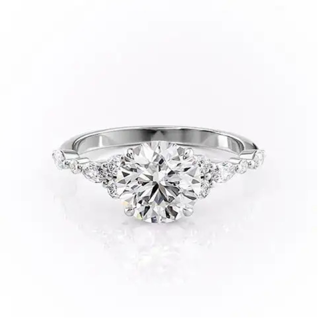 Sterling Silver Circular Shaped Moissanite Ring-1