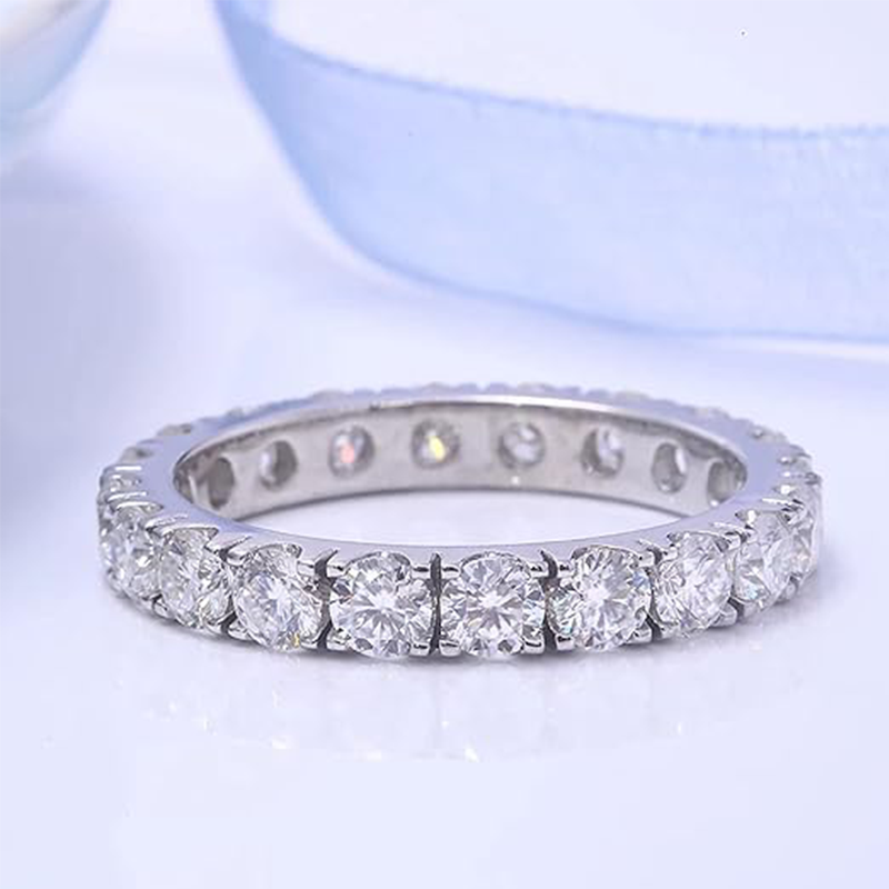 Sterling Silver Circular Shaped Moissanite Ring-4