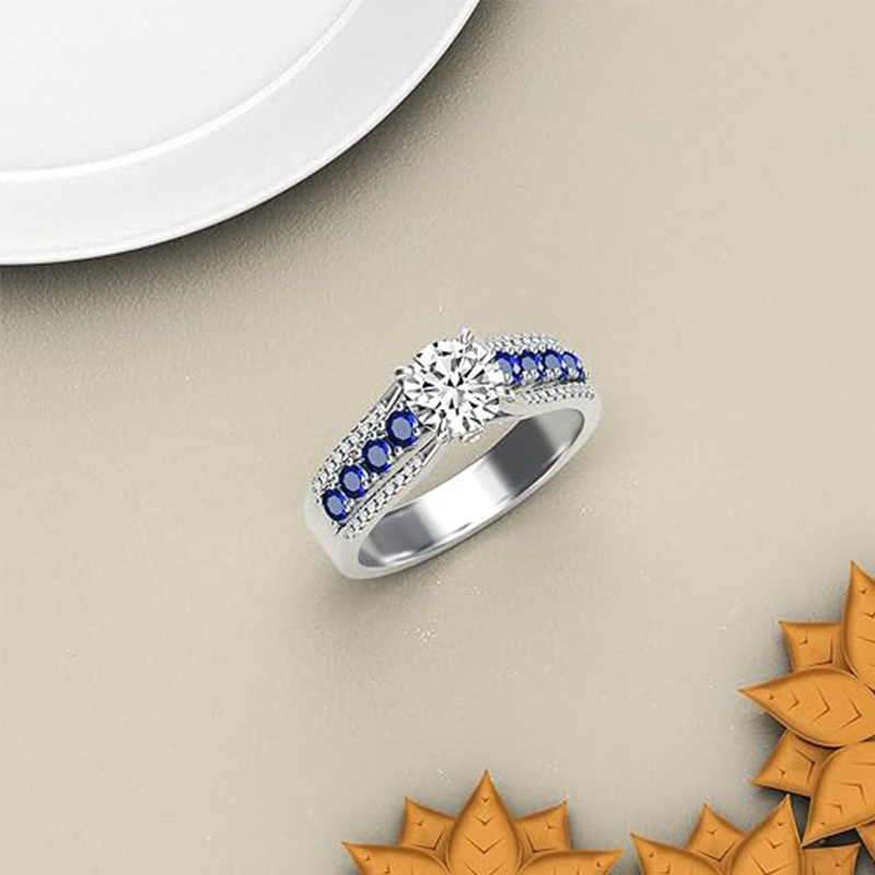 Anello in moissanite a forma circolare in argento sterling-3