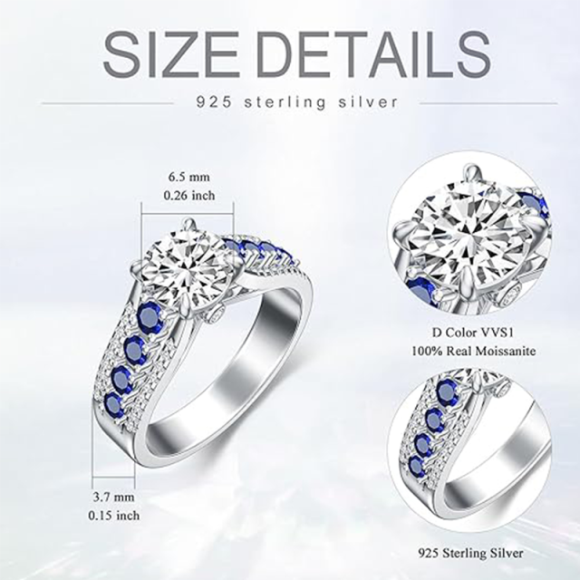 Sterling zilveren cirkelvormige Moissanite ring-5