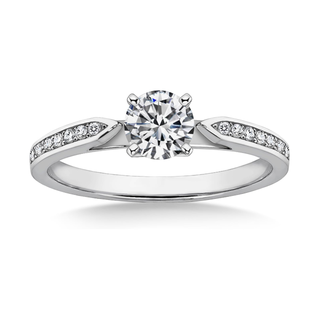 Sterling Silver Circular Shaped Moissanite Round Engagement Ring