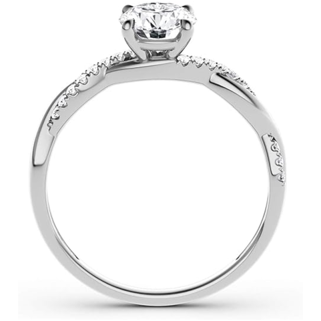 Sterling Silver Circular Shaped Moissanite Round Engagement Ring-4