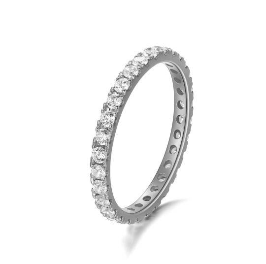 Bague de fiançailles ronde en moissanite de forme circulaire en argent sterling