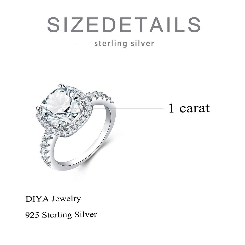 Sterling Silver Round Shaped Moissanite Round Wedding Ring-6