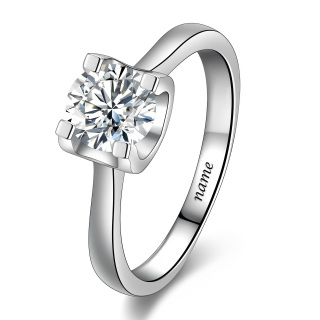 Sterling Silver Circular Shaped Moissanite Square Engagement Ring-20