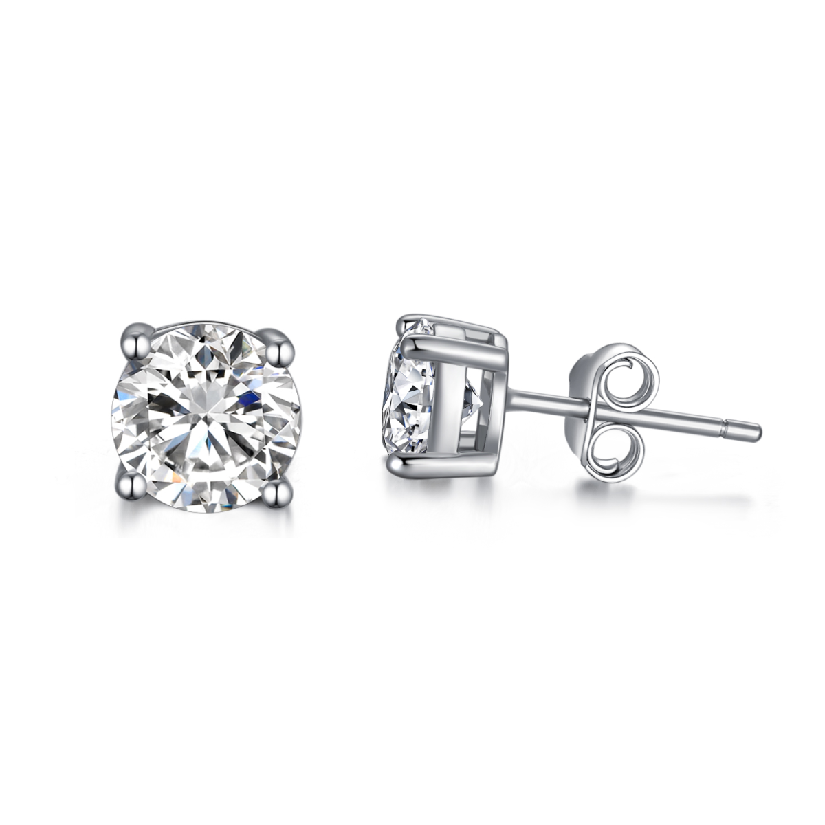 Sterling Silver Circular Shaped Moissanite Stud Earrings-1