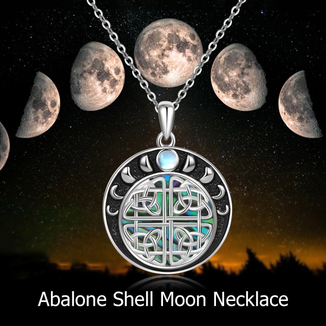 Collier en argent sterling avec pendentif nœud celtique en forme de pierre de lune et coqu-6